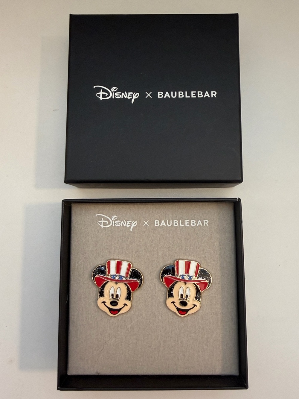 Disney x BaubleBar Mickey Mouse Patriotic Stud Earrings - Red, White, Blue NEW